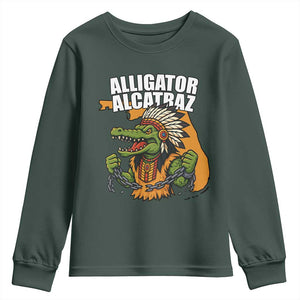 Native Alligator Alcatraz Youth Sweatshirt Florida Gator Break The Chain TS02 Dark Forest Green Print Your Wear