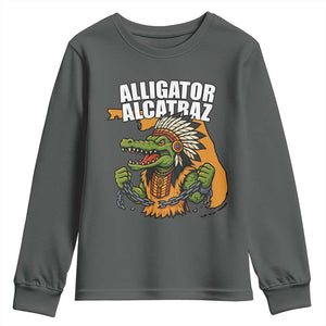 Native Alligator Alcatraz Youth Sweatshirt Florida Gator Break The Chain TS02 Dark Heather Print Your Wear