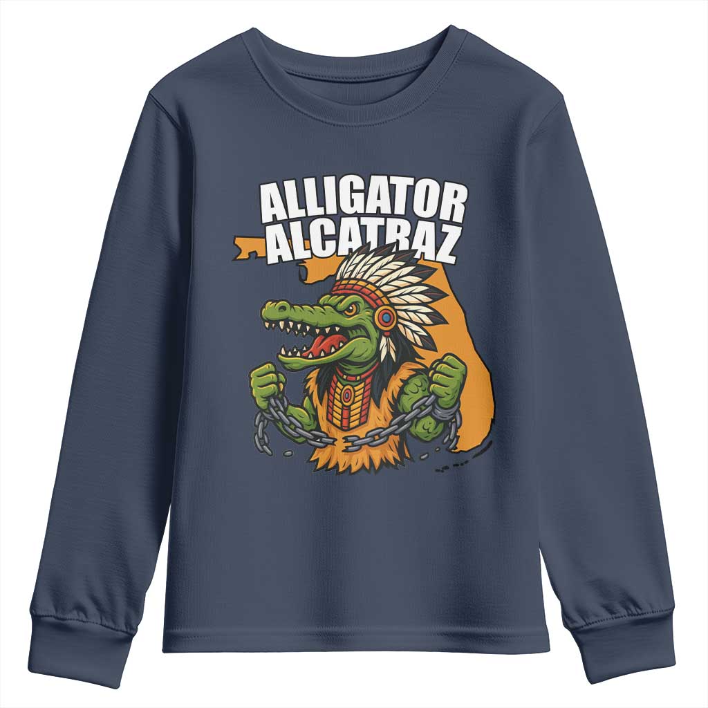 Native Alligator Alcatraz Youth Sweatshirt Florida Gator Break The Chain TS02 Navy Print Your Wear