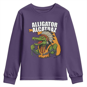 Native Alligator Alcatraz Youth Sweatshirt Florida Gator Break The Chain TS02 Purple Print Your Wear