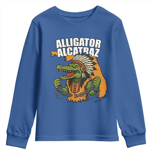 Native Alligator Alcatraz Youth Sweatshirt Florida Gator Break The Chain TS02 Royal Blue Print Your Wear
