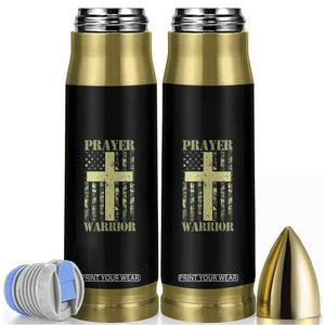 Christian Patriotic Bullet Tumbler Prayer Warrior Camo American Flag Bible Verse Faith Jesus TS02 Black Print Your Wear