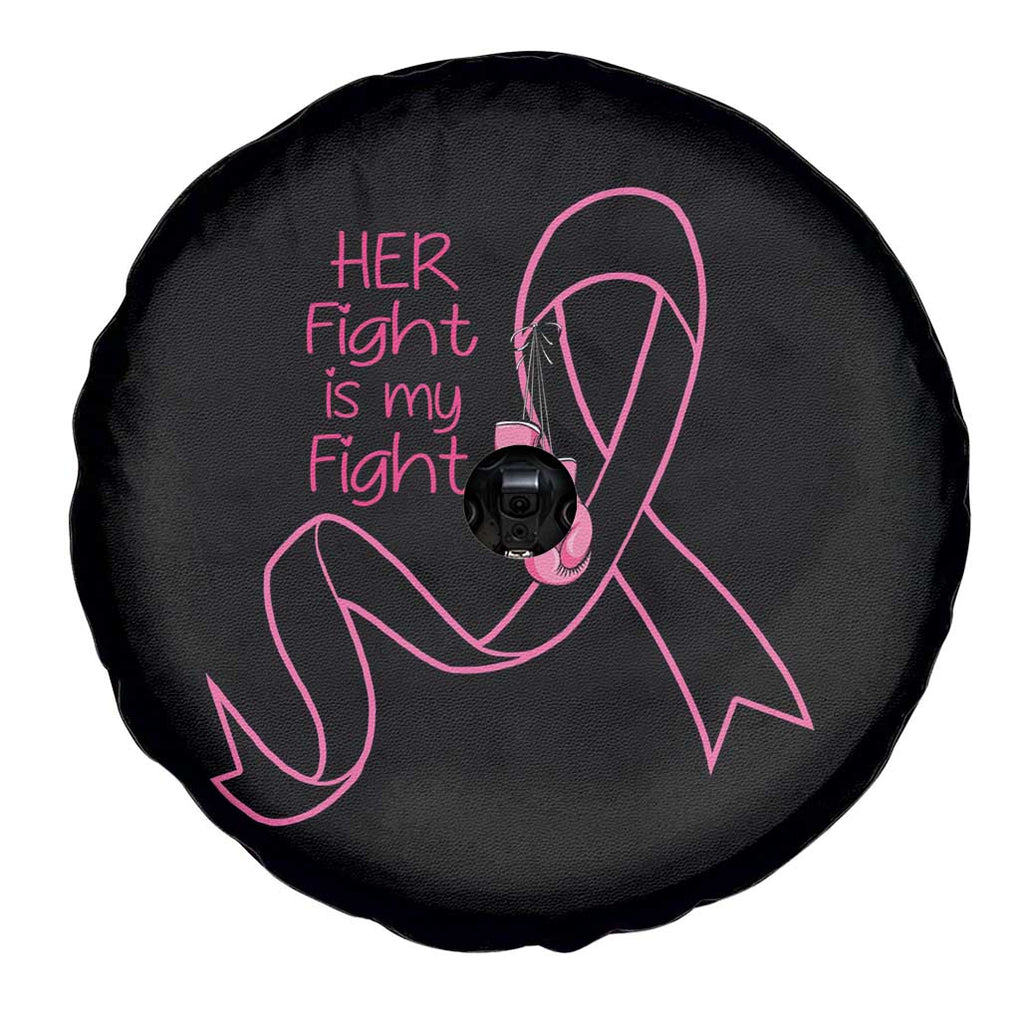 Breast Cancer Awareness Spare Tire Cover Her Fight Is My Fight Pink Ribbon Boxing Gloves TS02 Print Your Wear