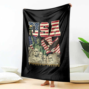 USA Legacy of Freedom Throw Blanket Patriotic Statue of Liberty Bald Eagle Mount Rushmore Graphic TS02 Print Your Wear