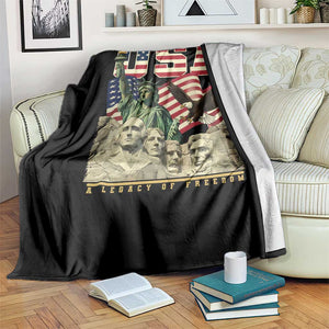 USA Legacy of Freedom Throw Blanket Patriotic Statue of Liberty Bald Eagle Mount Rushmore Graphic TS02 Print Your Wear