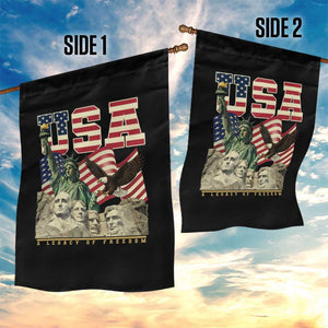 USA Legacy of Freedom Garden Flag Patriotic Statue of Liberty Bald Eagle Mount Rushmore Graphic TS02 Print Your Wear