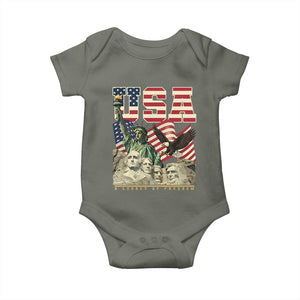USA Legacy of Freedom Baby Onesie Patriotic Statue of Liberty Bald Eagle Mount Rushmore Graphic TS02 Military Green Print Your Wear