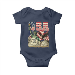 USA Legacy of Freedom Baby Onesie Patriotic Statue of Liberty Bald Eagle Mount Rushmore Graphic TS02 Navy Print Your Wear