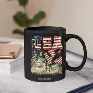 USA Legacy of Freedom Coffee Mug Patriotic Statue of Liberty Bald Eagle Mount Rushmore Graphic TS02 Print Your Wear