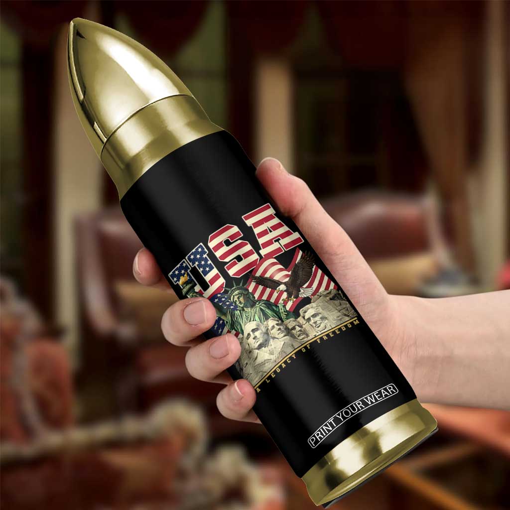 USA Legacy of Freedom Bullet Tumbler Patriotic Statue of Liberty Bald Eagle Mount Rushmore Graphic TS02 Print Your Wear