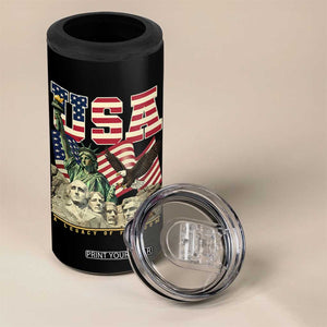 USA Legacy of Freedom 4 in 1 Can Cooler Tumbler Patriotic Statue of Liberty Bald Eagle Mount Rushmore Graphic TS02 Print Your Wear