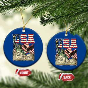 USA Legacy of Freedom Ceramic Ornament Patriotic Statue of Liberty Bald Eagle Mount Rushmore Graphic TS02 1pc Blue Print Your Wear