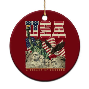 USA Legacy of Freedom Ceramic Ornament Patriotic Statue of Liberty Bald Eagle Mount Rushmore Graphic TS02 1pc Red Print Your Wear