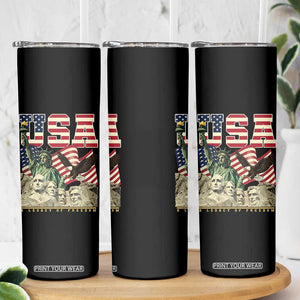 USA Legacy of Freedom Skinny Tumbler Patriotic Statue of Liberty Bald Eagle Mount Rushmore Graphic TS02 Print Your Wear