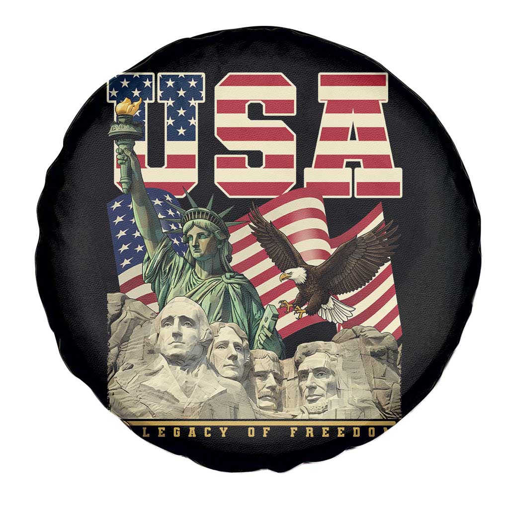 USA Legacy of Freedom Spare Tire Cover Patriotic Statue of Liberty Bald Eagle Mount Rushmore Graphic TS02 Print Your Wear
