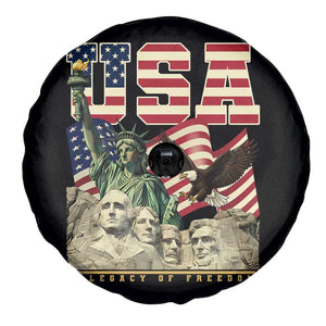 USA Legacy of Freedom Spare Tire Cover Patriotic Statue of Liberty Bald Eagle Mount Rushmore Graphic TS02 Print Your Wear