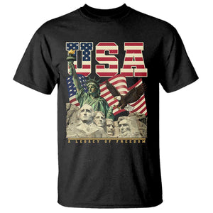 USA Legacy of Freedom T Shirt Patriotic Statue of Liberty Bald Eagle Mount Rushmore Graphic TS02 Black Print Your Wear