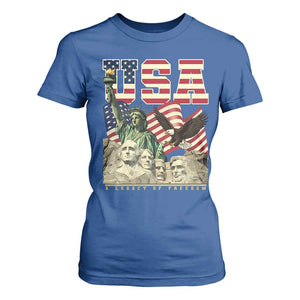USA Legacy of Freedom T Shirt For Women Patriotic Statue of Liberty Bald Eagle Mount Rushmore Graphic TS02 Royal Blue Print Your Wear