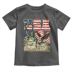 USA Legacy of Freedom Toddler T Shirt Patriotic Statue of Liberty Bald Eagle Mount Rushmore Graphic TS02 Dark Heather Print Your Wear