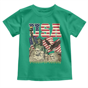 USA Legacy of Freedom Toddler T Shirt Patriotic Statue of Liberty Bald Eagle Mount Rushmore Graphic TS02 Irish Green Print Your Wear