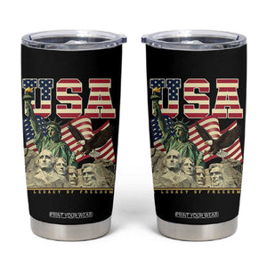USA Legacy of Freedom Tumbler Cup Patriotic Statue of Liberty Bald Eagle Mount Rushmore Graphic TS02 Black Print Your Wear