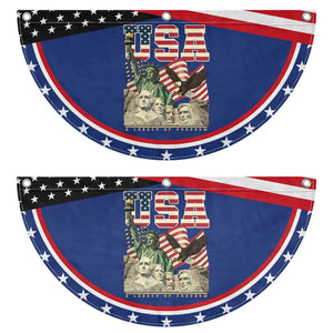 USA Legacy of Freedom Patriotic Fan Flag Statue of Liberty Bald Eagle Mount Rushmore Graphic
