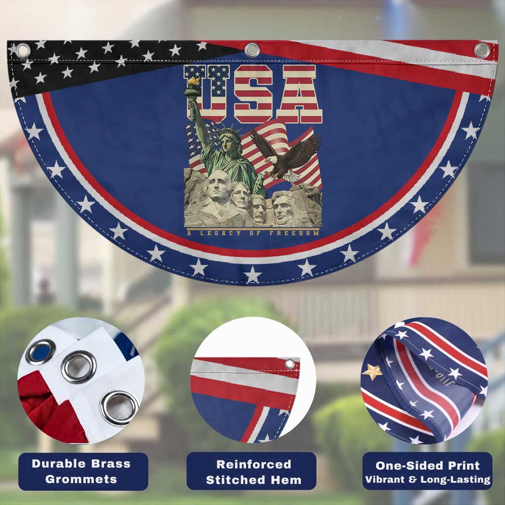 USA Legacy of Freedom Patriotic Fan Flag Statue of Liberty Bald Eagle Mount Rushmore Graphic
