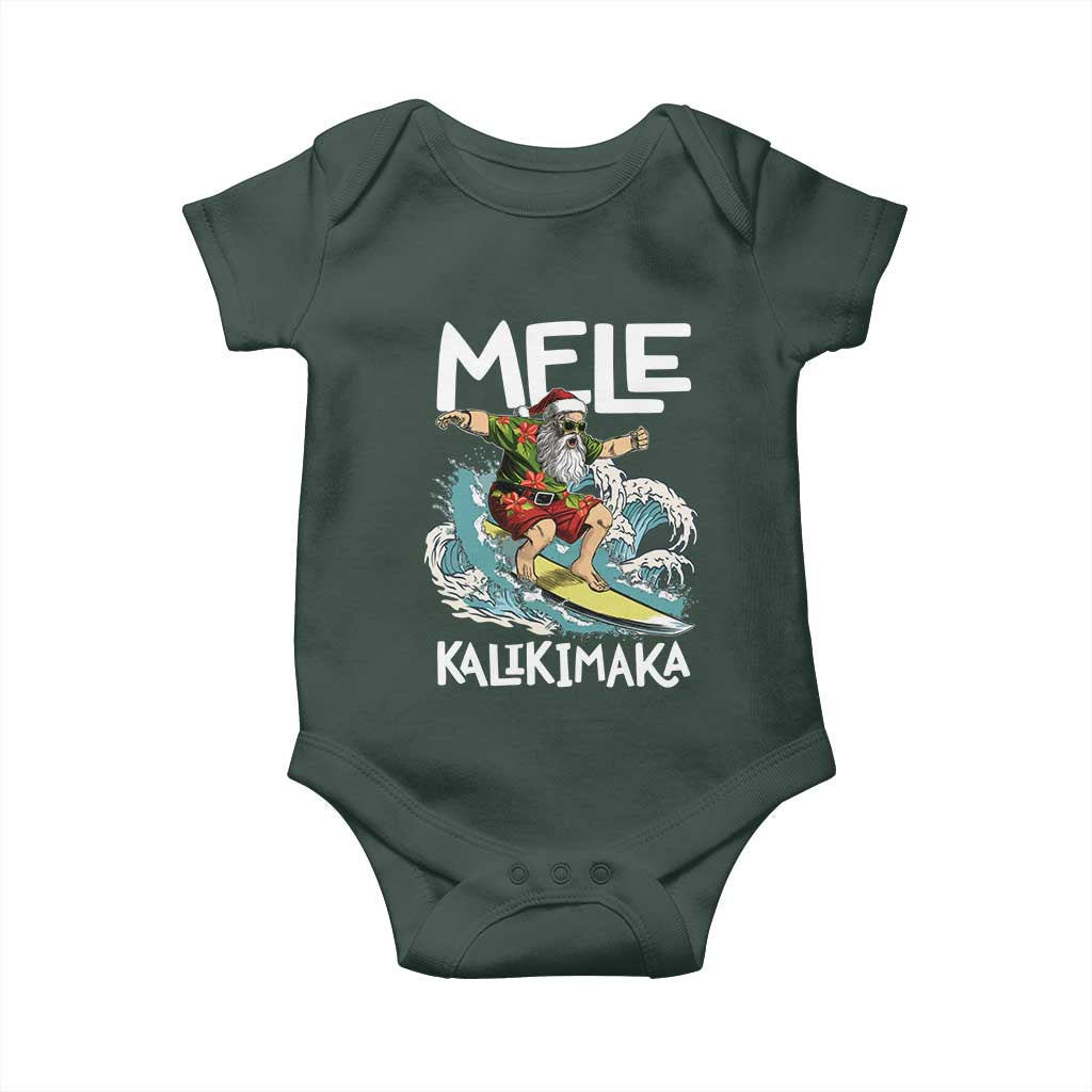 Christmas in Hawaii Baby Onesie Mele Kalikimaka Hawaiian Tropical Surfing Santa TS02 Print Your Wear