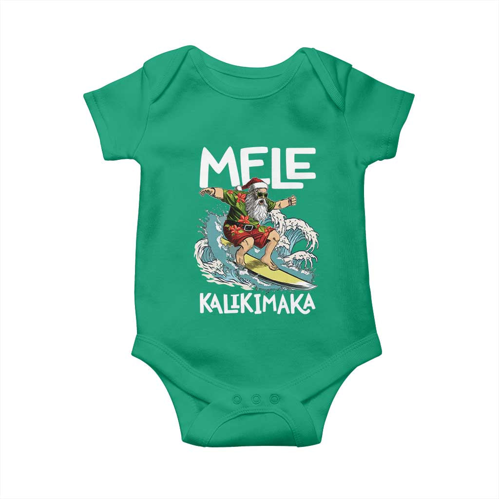 Christmas in Hawaii Baby Onesie Mele Kalikimaka Hawaiian Tropical Surfing Santa TS02 Irish Green Print Your Wear