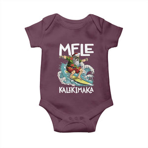 Christmas in Hawaii Baby Onesie Mele Kalikimaka Hawaiian Tropical Surfing Santa TS02 Maroon Print Your Wear