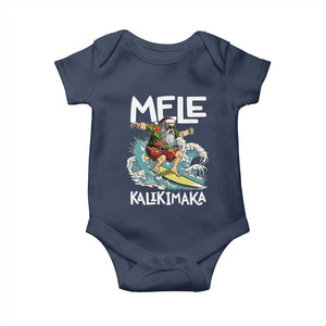 Christmas in Hawaii Baby Onesie Mele Kalikimaka Hawaiian Tropical Surfing Santa TS02 Navy Print Your Wear