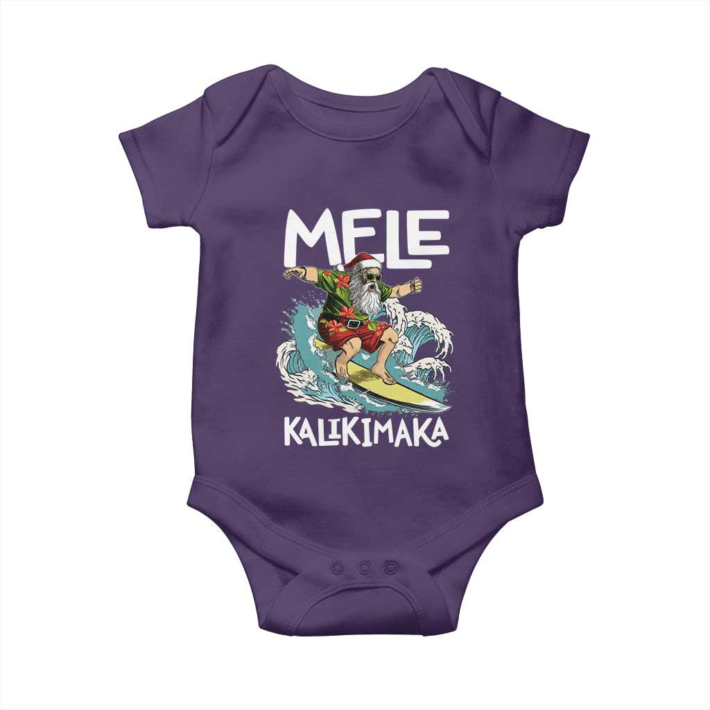 Christmas in Hawaii Baby Onesie Mele Kalikimaka Hawaiian Tropical Surfing Santa TS02 Purple Print Your Wear
