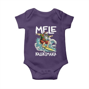 Christmas in Hawaii Baby Onesie Mele Kalikimaka Hawaiian Tropical Surfing Santa TS02 Purple Print Your Wear