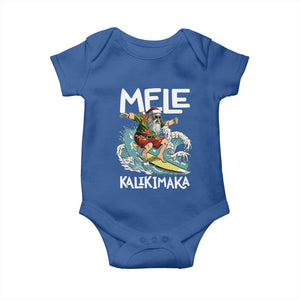Christmas in Hawaii Baby Onesie Mele Kalikimaka Hawaiian Tropical Surfing Santa TS02 Royal Blue Print Your Wear