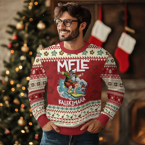 Xmas in Hawaii Ugly Christmas Sweater Mele Kalikimaka Hawaiian Tropical Surfing Santa TS02 Hibiscus Print Your Wear