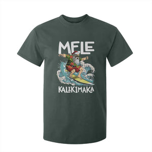 Christmas in Hawaii T Shirt For Kid Mele Kalikimaka Hawaiian Tropical Surfing Santa TS02 Dark Forest Green Print Your Wear