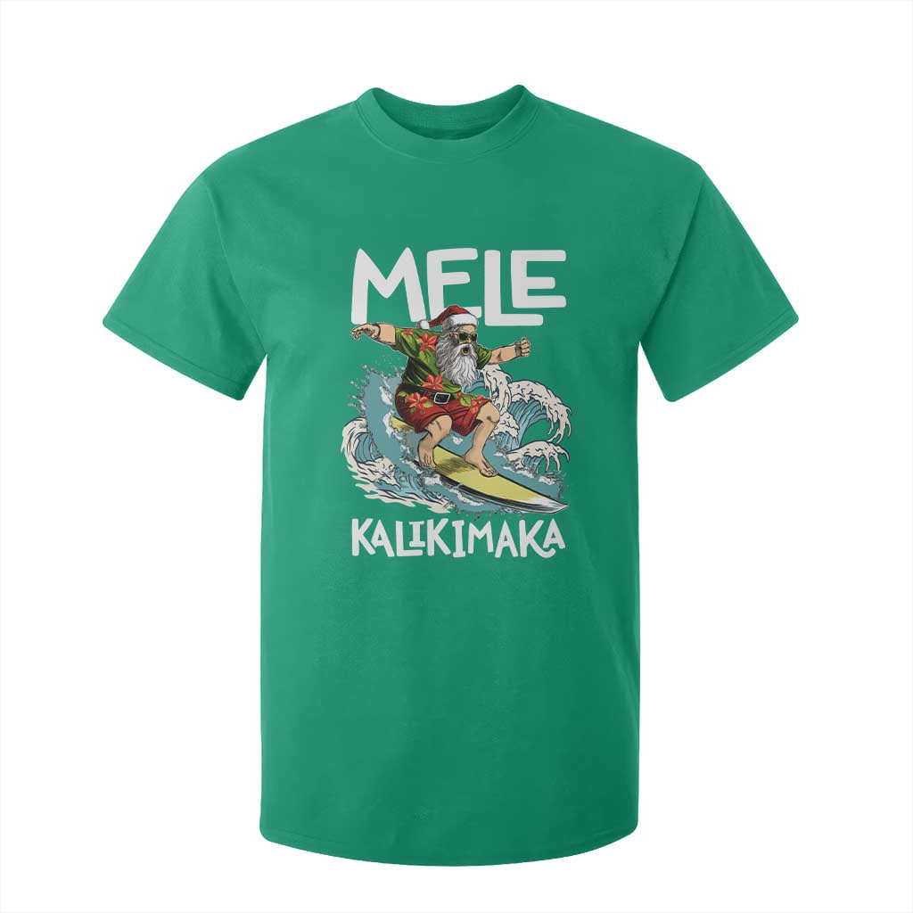 Christmas in Hawaii T Shirt For Kid Mele Kalikimaka Hawaiian Tropical Surfing Santa TS02 Irish Green Print Your Wear