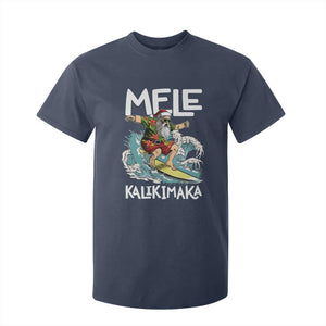 Christmas in Hawaii T Shirt For Kid Mele Kalikimaka Hawaiian Tropical Surfing Santa TS02 Navy Print Your Wear