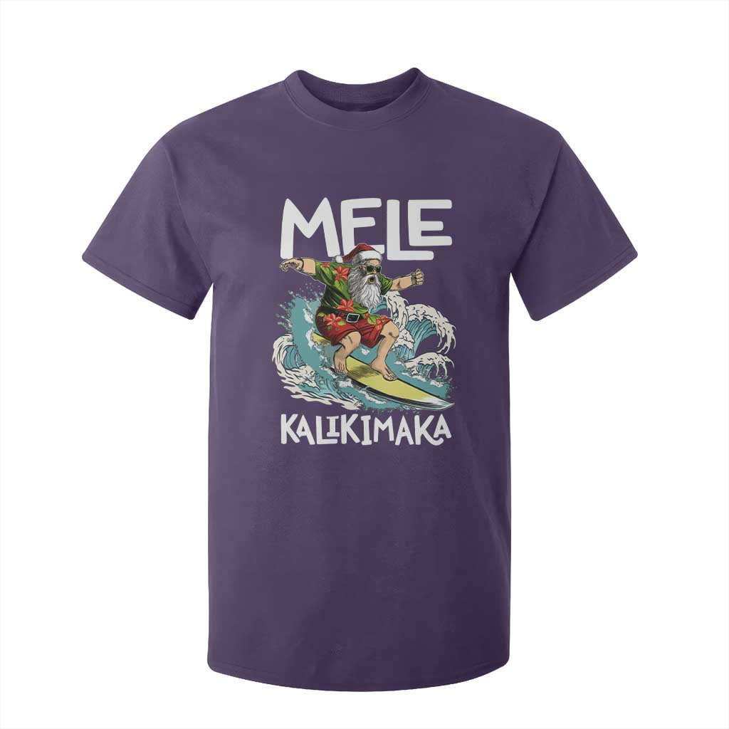 Christmas in Hawaii T Shirt For Kid Mele Kalikimaka Hawaiian Tropical Surfing Santa TS02 Purple Print Your Wear