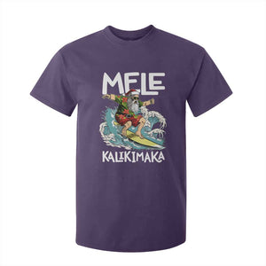 Christmas in Hawaii T Shirt For Kid Mele Kalikimaka Hawaiian Tropical Surfing Santa TS02 Purple Print Your Wear