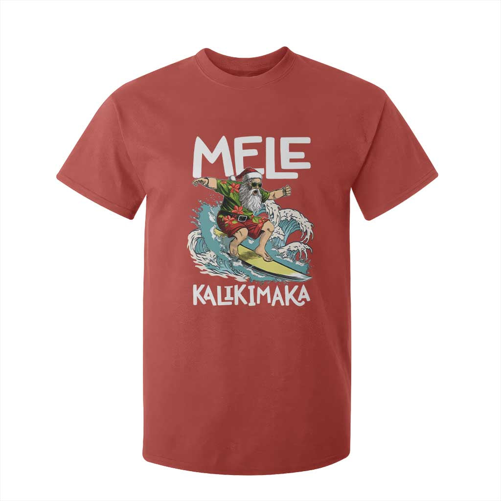 Christmas in Hawaii T Shirt For Kid Mele Kalikimaka Hawaiian Tropical Surfing Santa TS02 Red Print Your Wear