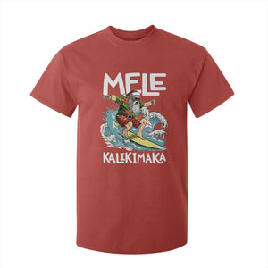 Christmas in Hawaii T Shirt For Kid Mele Kalikimaka Hawaiian Tropical Surfing Santa TS02 Red Print Your Wear