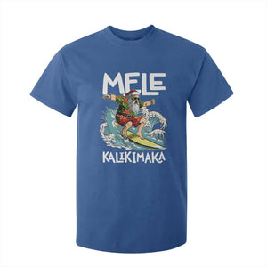 Christmas in Hawaii T Shirt For Kid Mele Kalikimaka Hawaiian Tropical Surfing Santa TS02 Royal Blue Print Your Wear