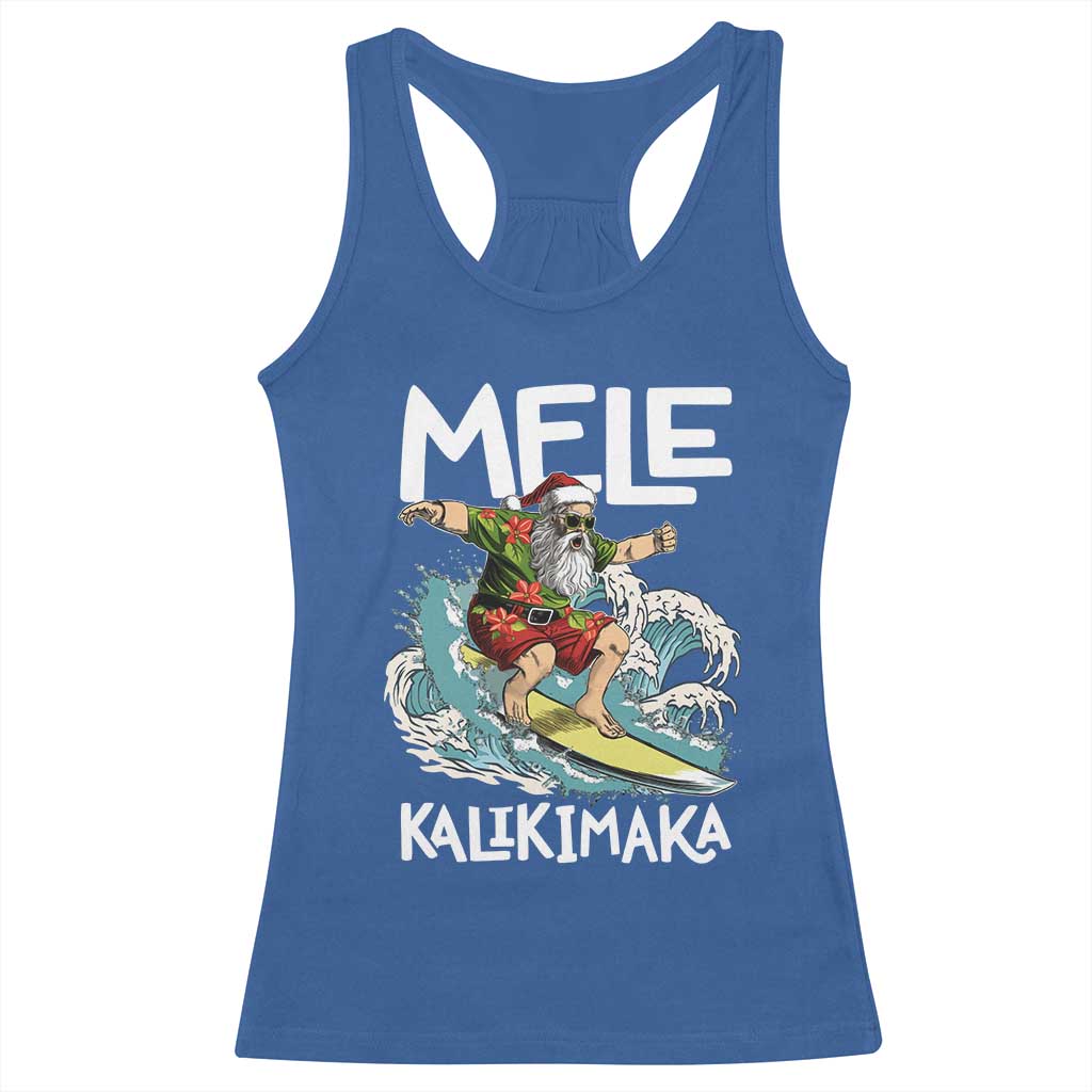 Christmas in Hawaii Racerback Tank Top Mele Kalikimaka Hawaiian Tropical Surfing Santa TS02 Royal Blue Print Your Wear