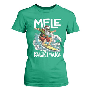 Christmas in Hawaii T Shirt For Women Mele Kalikimaka Hawaiian Tropical Surfing Santa TS02 Irish Green Print Your Wear