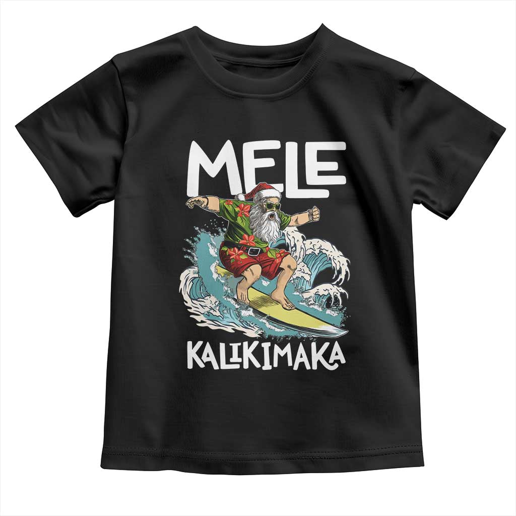 Christmas in Hawaii Toddler T Shirt Mele Kalikimaka Hawaiian Tropical Surfing Santa TS02 Black Print Your Wear
