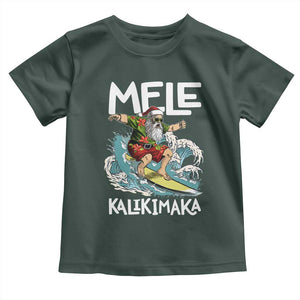 Christmas in Hawaii Toddler T Shirt Mele Kalikimaka Hawaiian Tropical Surfing Santa TS02 Dark Forest Green Print Your Wear