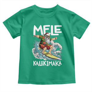 Christmas in Hawaii Toddler T Shirt Mele Kalikimaka Hawaiian Tropical Surfing Santa TS02 Irish Green Print Your Wear
