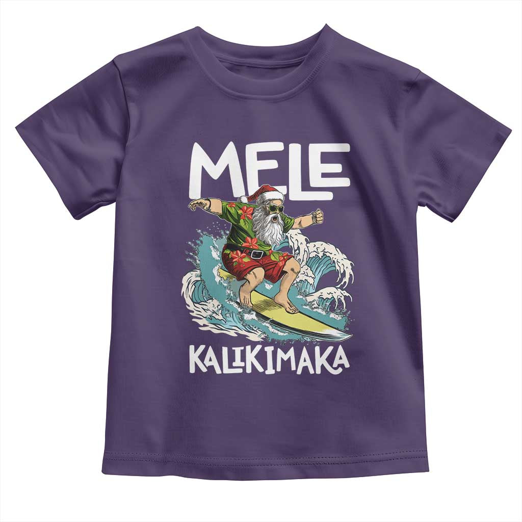 Christmas in Hawaii Toddler T Shirt Mele Kalikimaka Hawaiian Tropical Surfing Santa TS02 Purple Print Your Wear