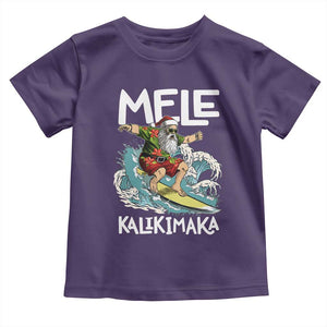 Christmas in Hawaii Toddler T Shirt Mele Kalikimaka Hawaiian Tropical Surfing Santa TS02 Purple Print Your Wear